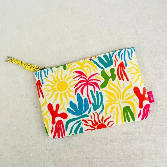 Colorful Summer Tropical Print Makeup Bag sz 5" x 8" Zippered Pouch by Ipsy - Picture 2 of 6